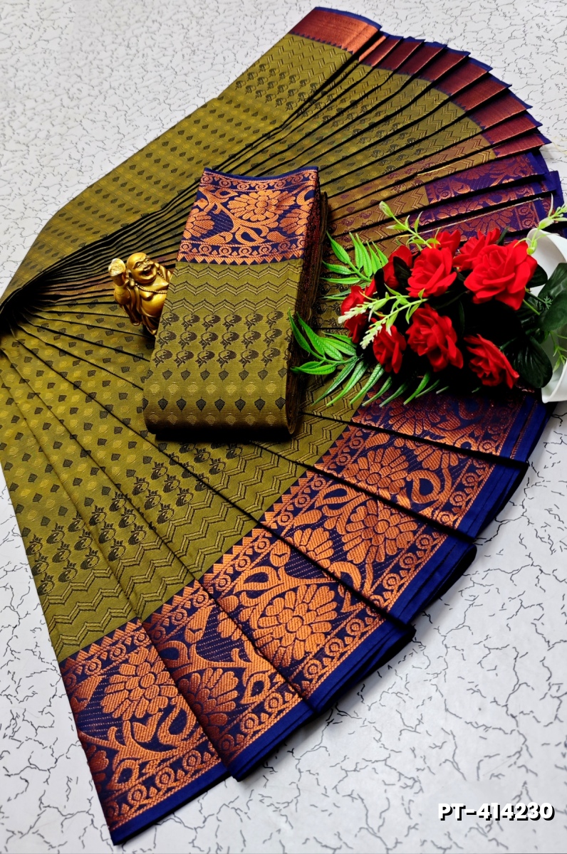 SOFT SILK FANCY BEST QUALITY POONTAMIL SOFT SILK SAREES - PESTA GREEN