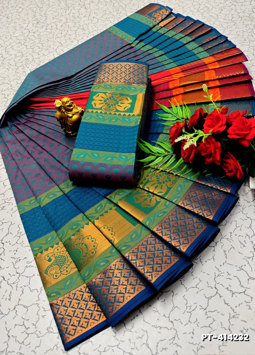 SOFT SILK FANCY BEST QUALITY POONTAMIL SOFT SILK SAREES - LIGHT SKY BLUE