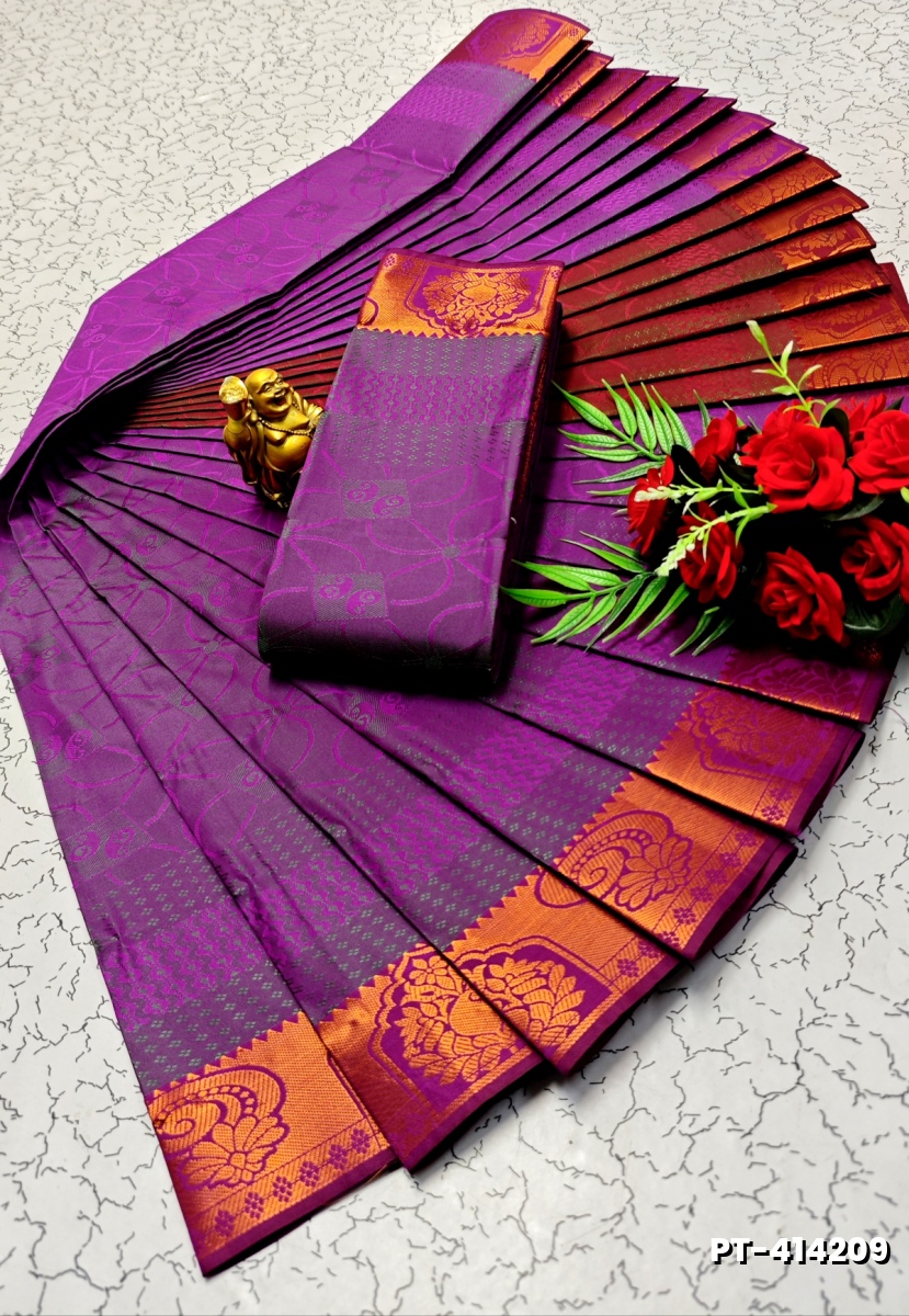 SOFT SILK FANCY BEST QUALITY POONTAMIL SOFT SILK SAREES - PURPLE COLOUR