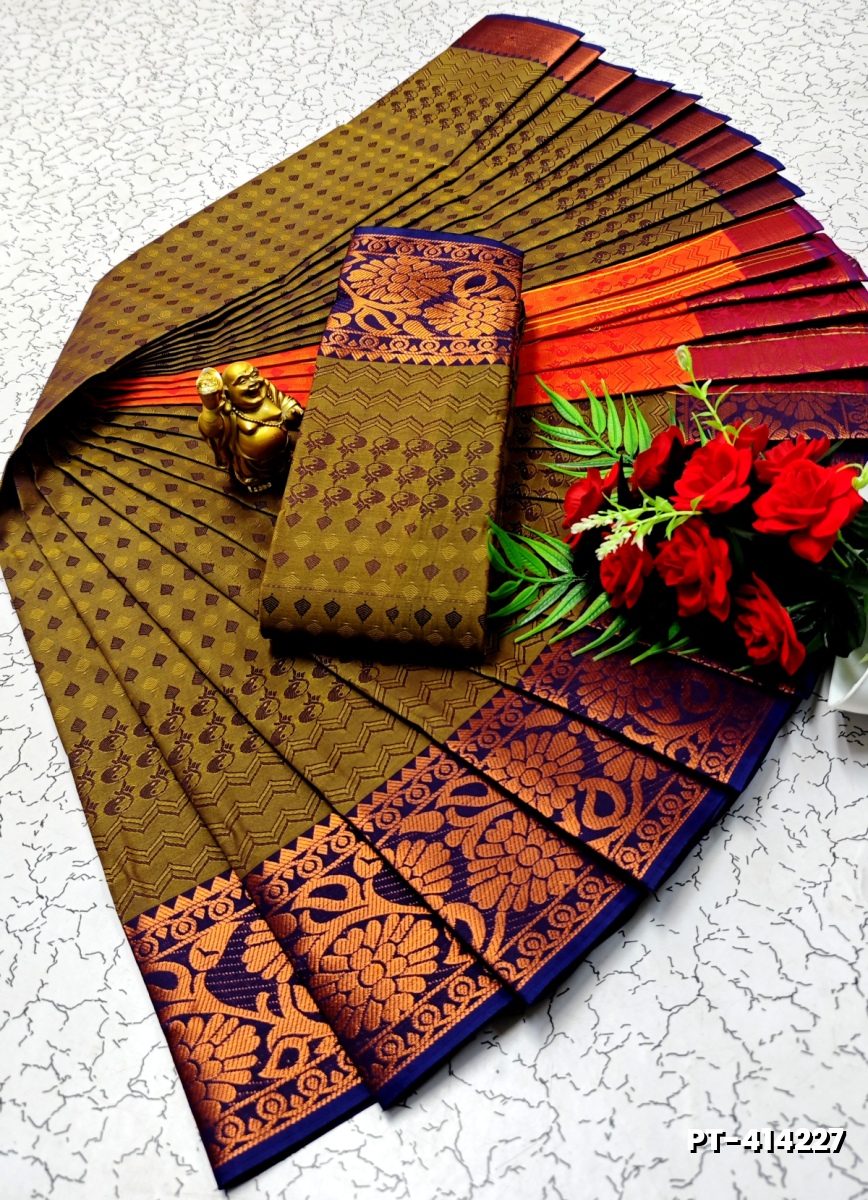 SOFT SILK FANCY BEST QUALITY POONTAMIL SOFT SILK SAREES - MEHENDHI GREEN
