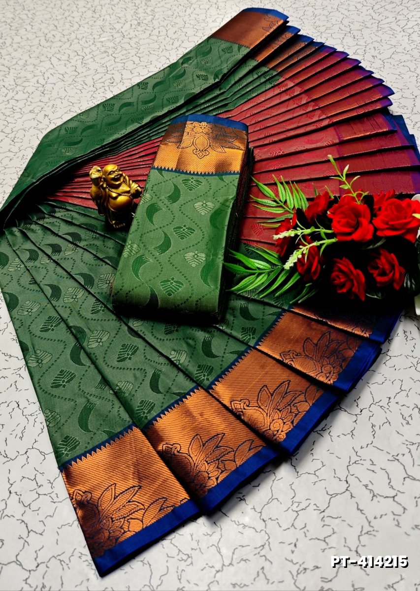 SOFT SILK FANCY BEST QUALITY POONTAMIL SOFT SILK SAREES - GREEN