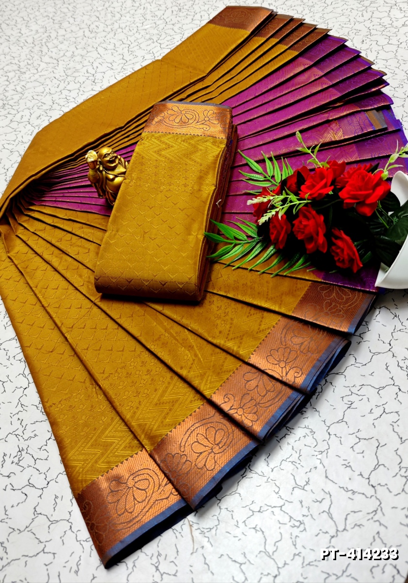 SOFT SILK FANCY BEST QUALITY POONTAMIL SOFT SILK SAREES - CREAM