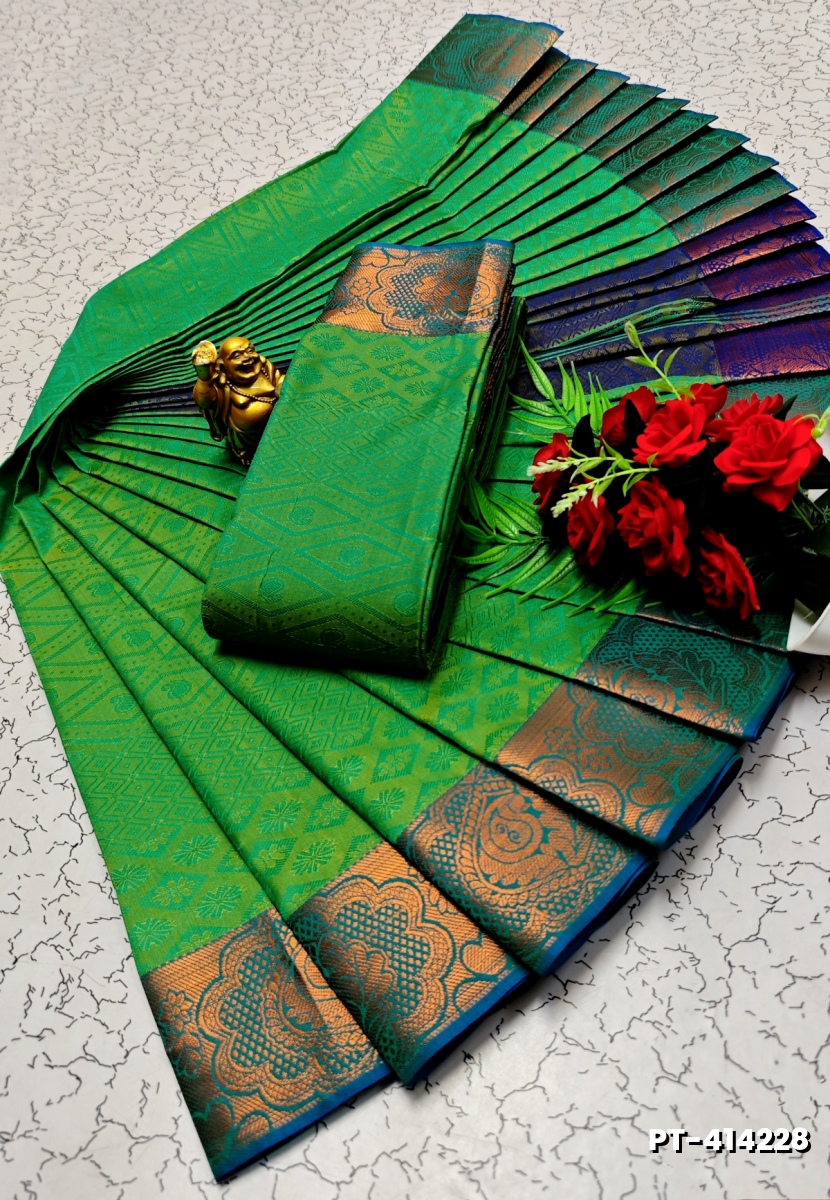 SOFT SILK FANCY BEST QUALITY POONTAMIL SOFT SILK SAREES - BULE