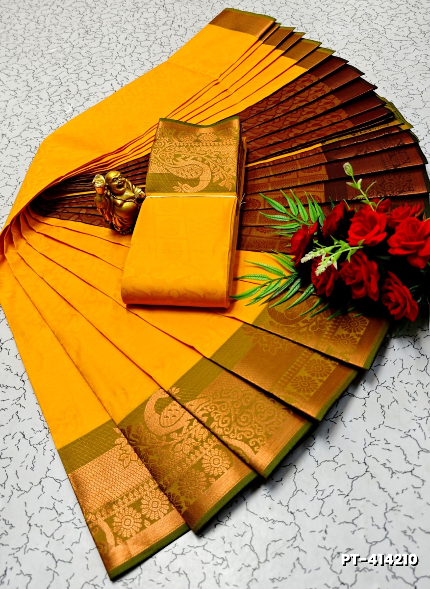 SOFT SILK FANCY BEST QUALITY POONTAMIL SOFT SILK SAREES - YELLOW