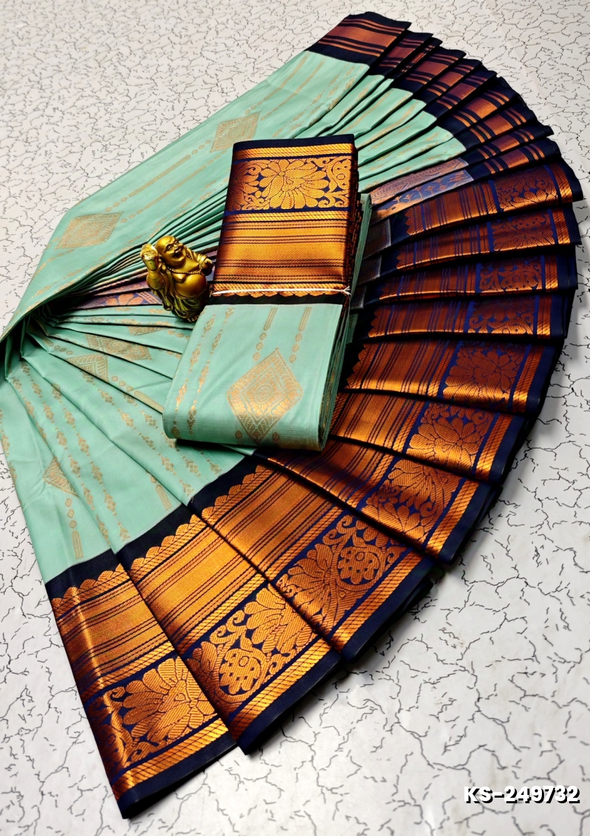 FANCY  All SELF SOFT SILK SAREES WITH KOTTANCHI SAREE - LIGHT SKY BLUE