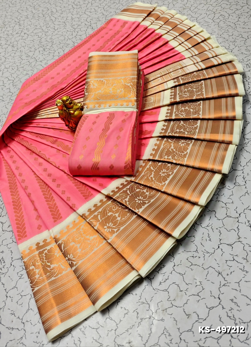 FANCY All SELF SOFT SILK SAREES WITH KOTTANCHI SAREE - PINK