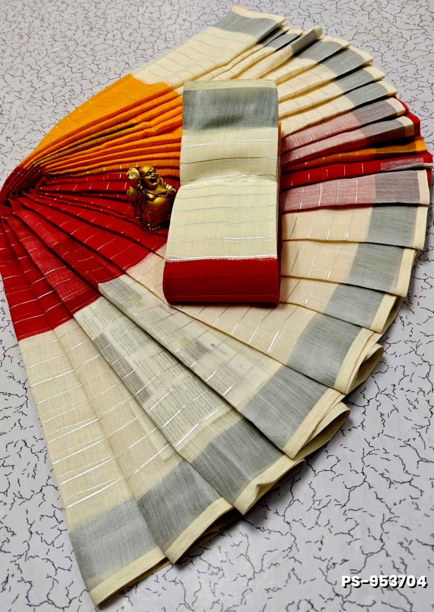 PUSHPA 2 LINEN COTTON SAREES - RED