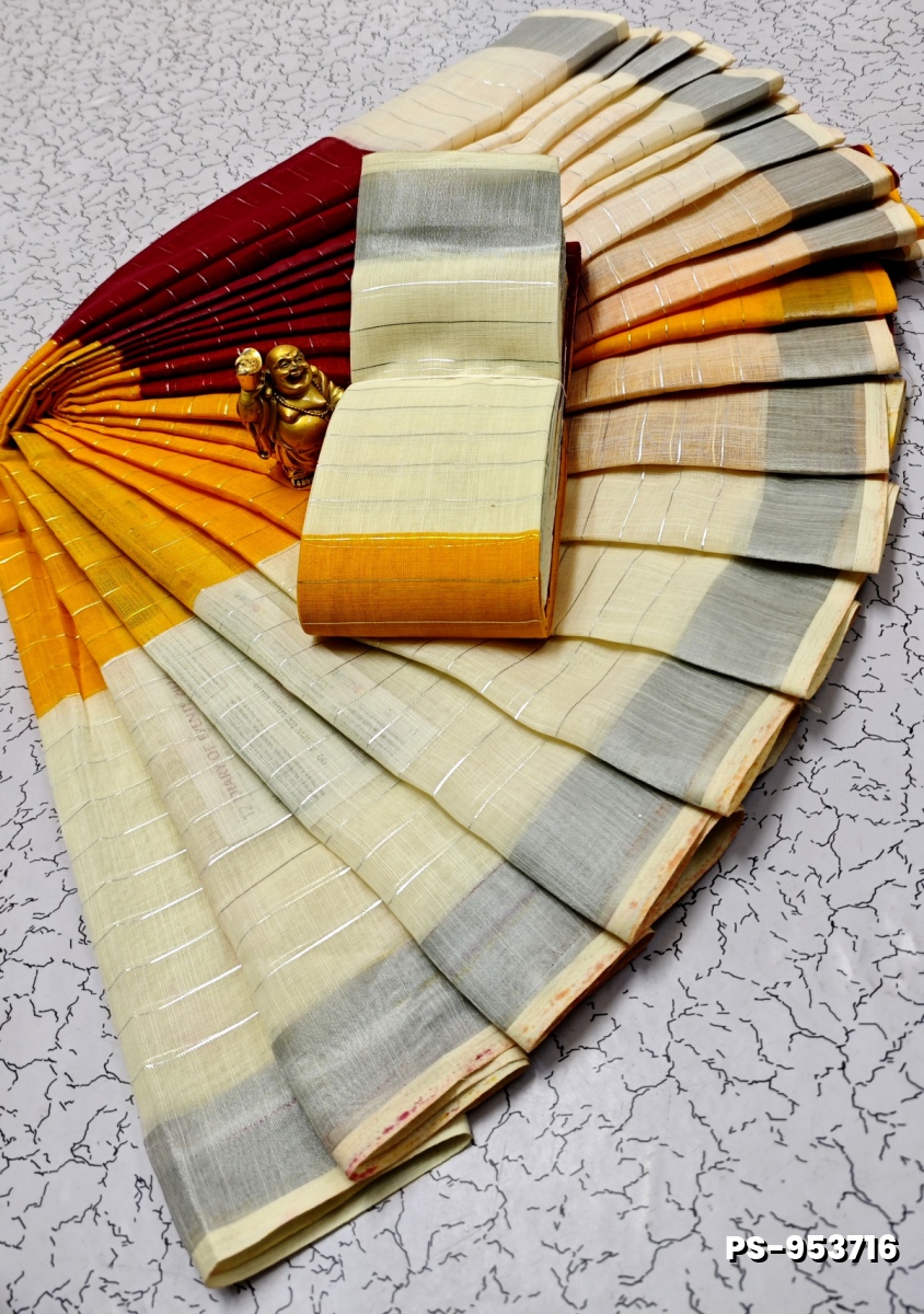 PUSHPA 2 LINEN COTTON SAREES - ORANGE