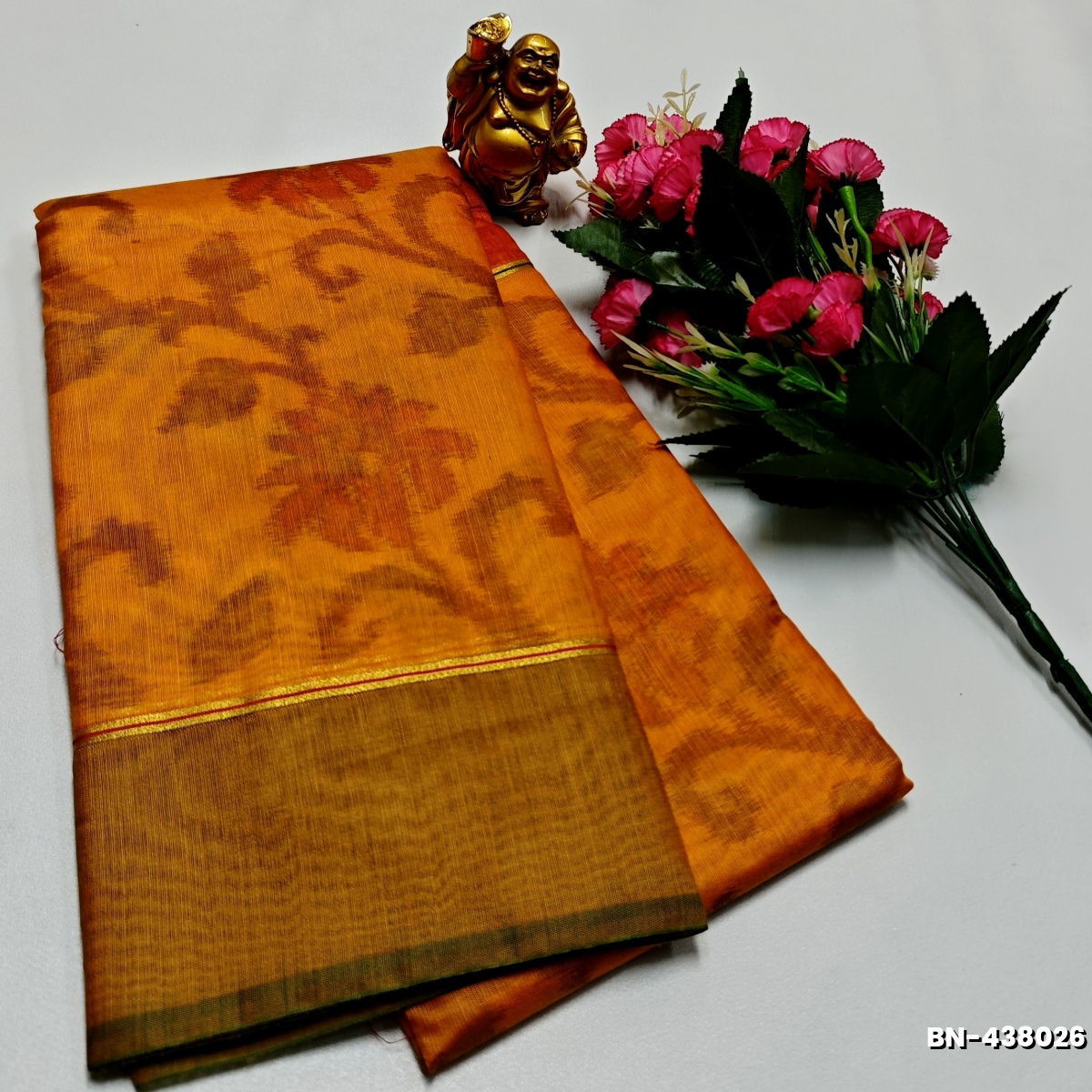 FANCY BANARASI POCHAMPALLY COTTON SAREES - ORANGE N