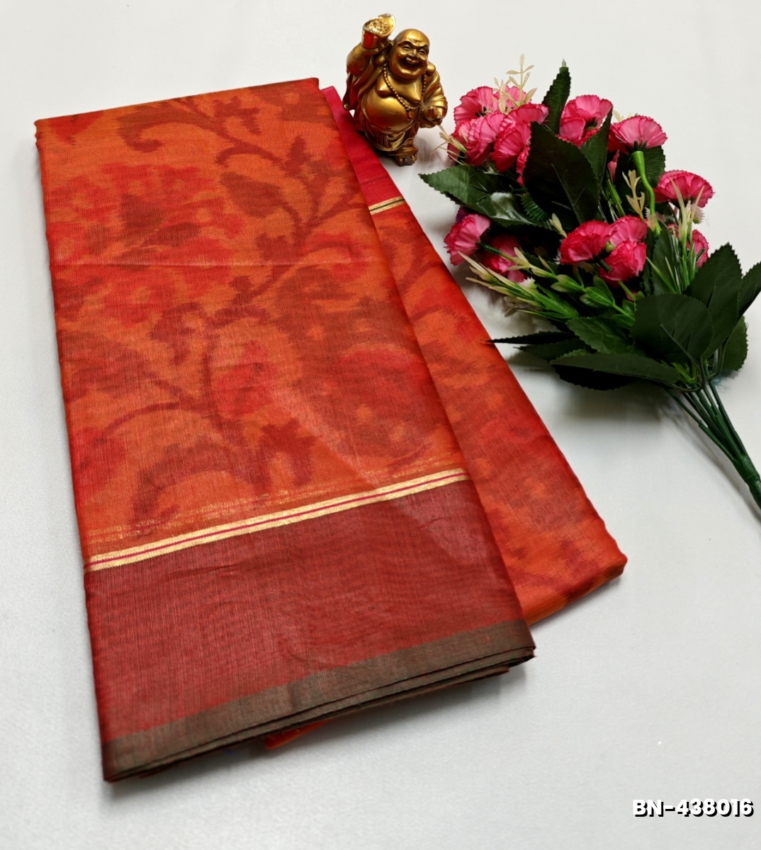 FANCY BANARASI POCHAMPALLY COTTON SAREES - ORANGE