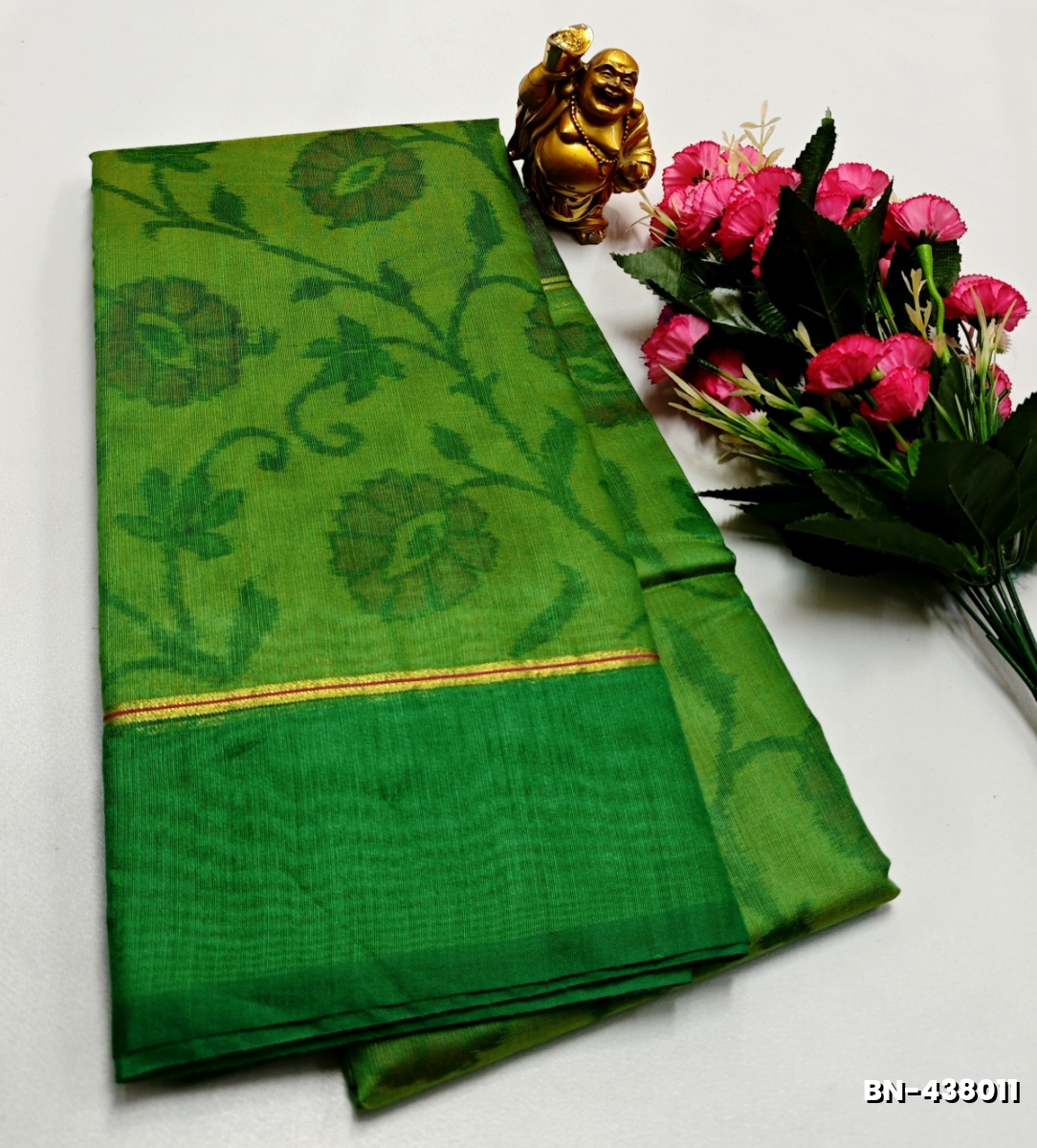 FANCY BANARASI POCHAMPALLY COTTON SAREES - PARET GREEN