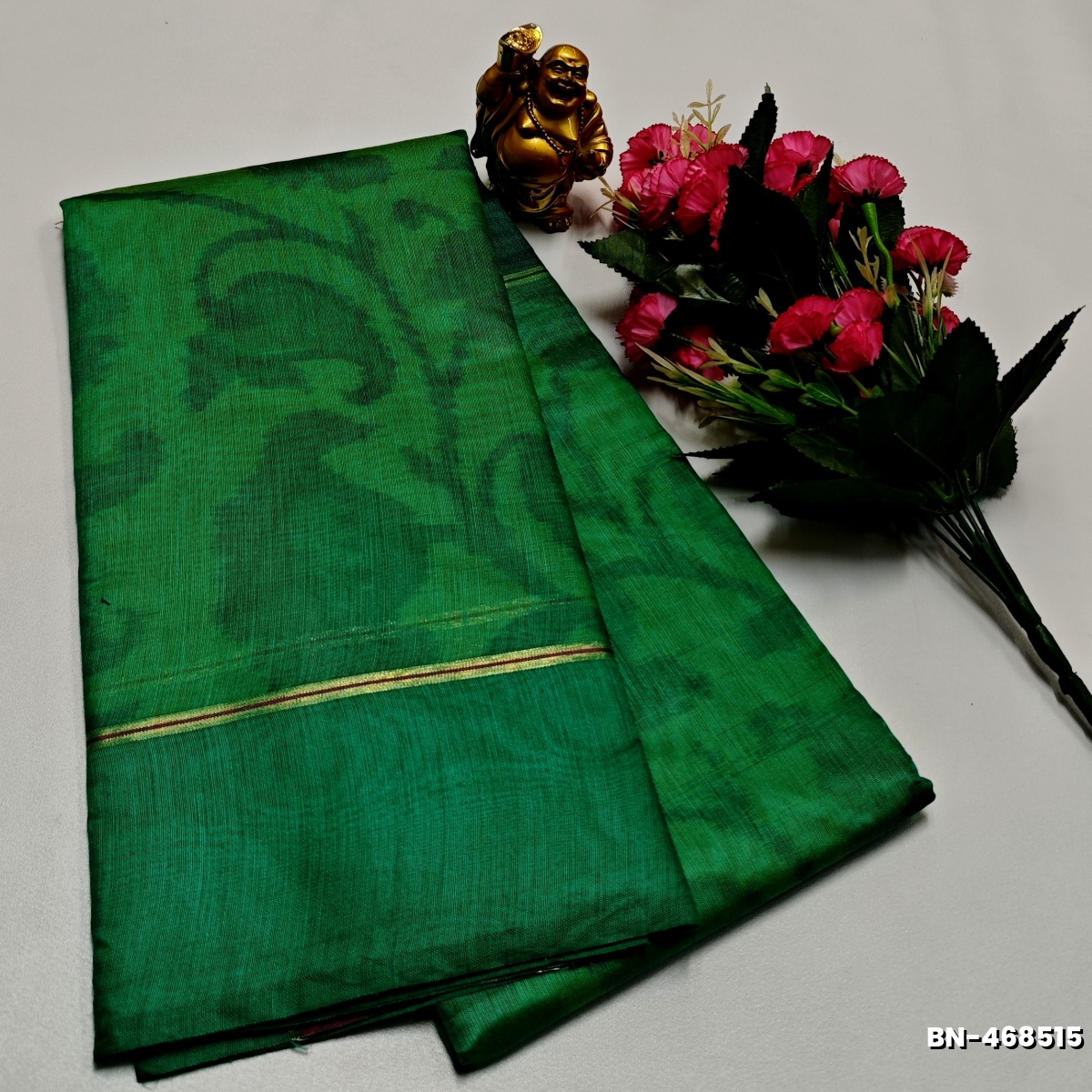 FANCY BANARASI POCHAMPALLY COTTON SAREES - GREEN (1)