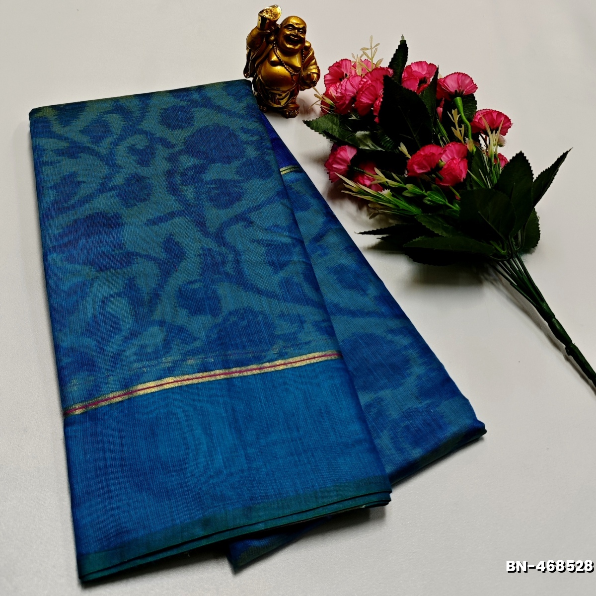 FANCY BANARASI POCHAMPALLY COTTON SAREES - BULE (1)