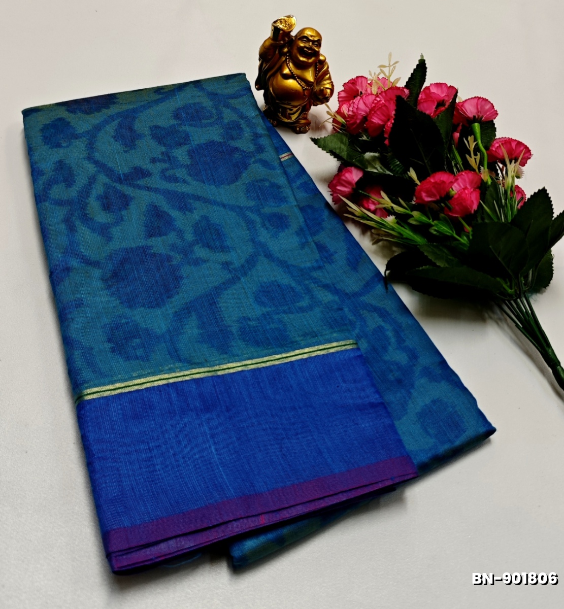 FANCY BANARASI POCHAMPALLY COTTON SAREES - ROYAL BLUE