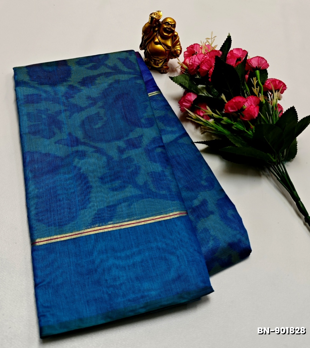 FANCY BANARASI POCHAMPALLY COTTON SAREES - BULE (2)