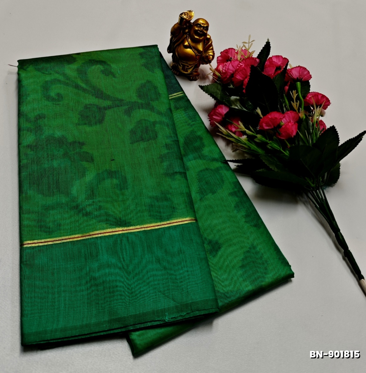 FANCY BANARASI POCHAMPALLY COTTON SAREES - GREEN (2)