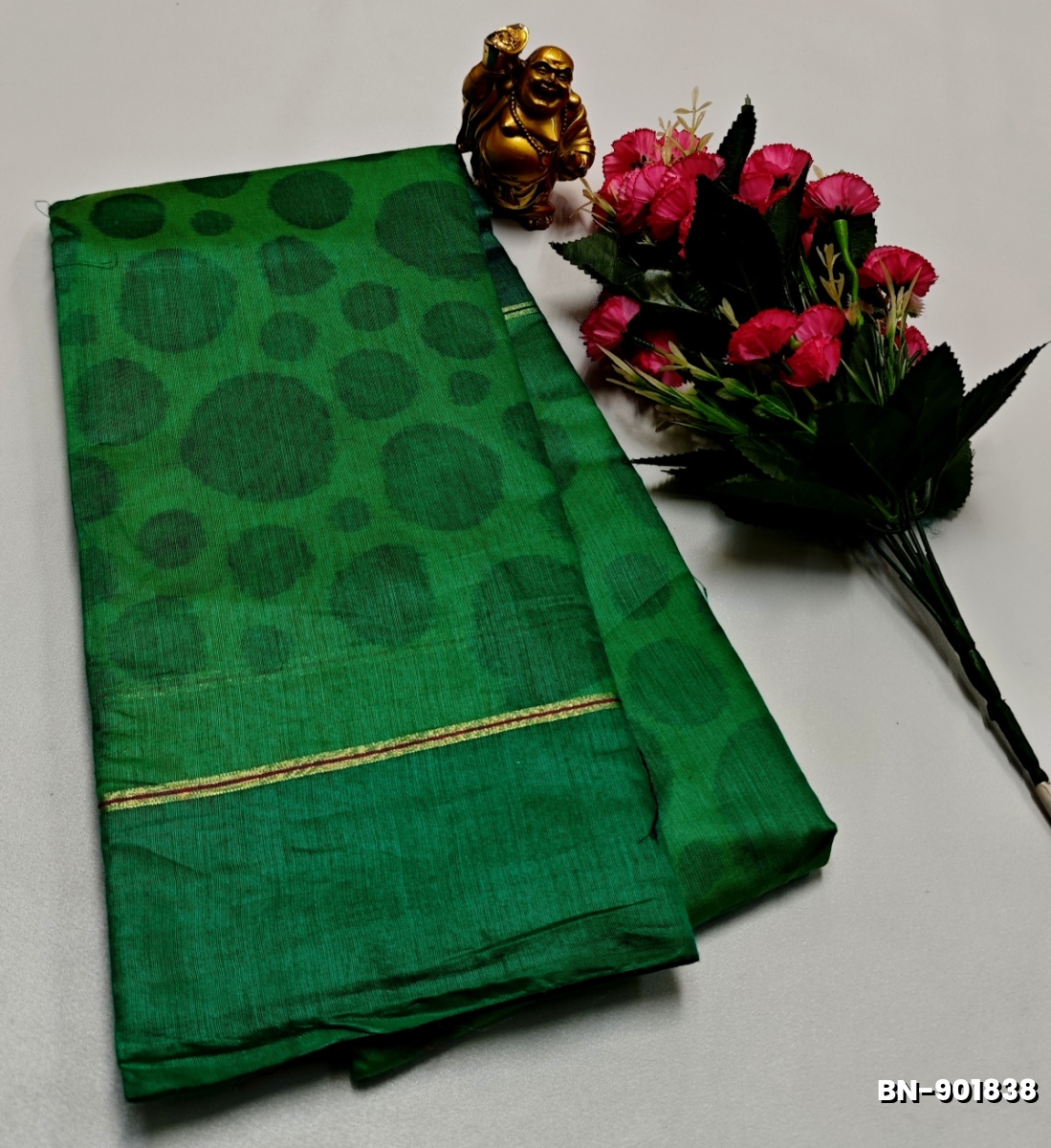FANCY BANARASI POCHAMPALLY COTTON SAREES - DARK GREEN