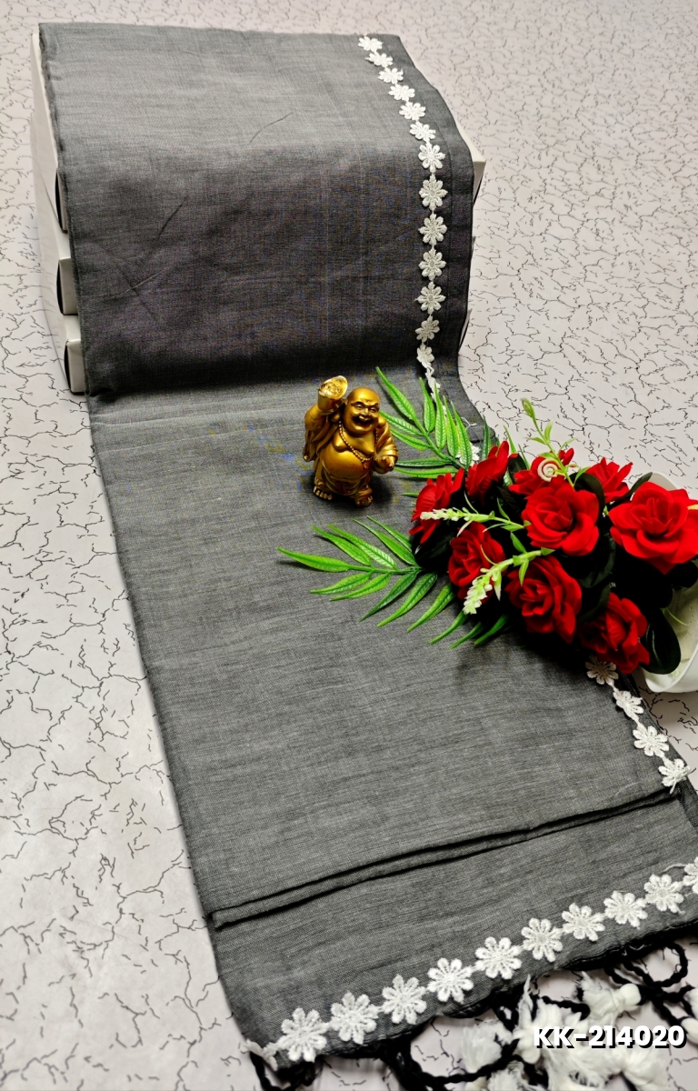 Handloom Khadi Cotton Saree With Hand Painted  Work - AS COLOR