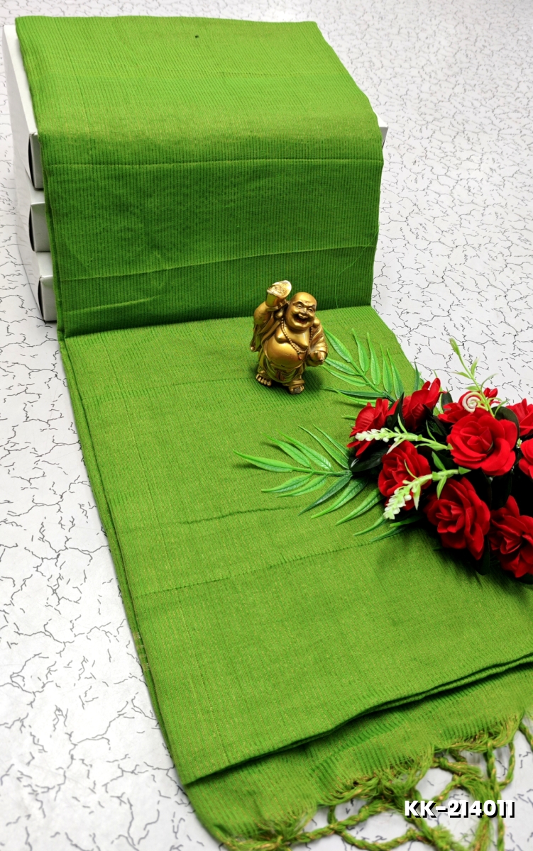 Handloom Khadi Cotton Saree With Hand Painted  Work - PARET GREEN
