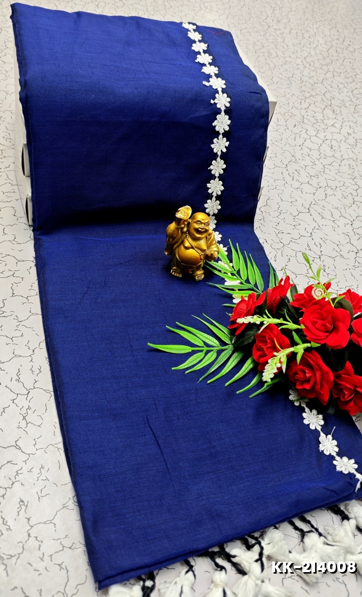 Handloom Khadi Cotton Saree With Hand Painted  Work - NAVY COLOUR