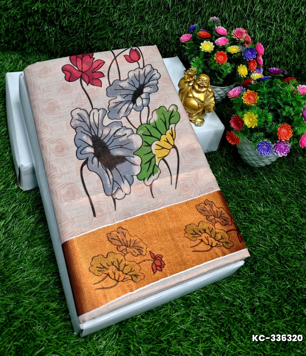 TRENDING KERALA SPECIAL FULL WORK EMBOSSED DIGITAL PRINTING TISSUE SAREE COLLECTIONS - AS COLOR (1)