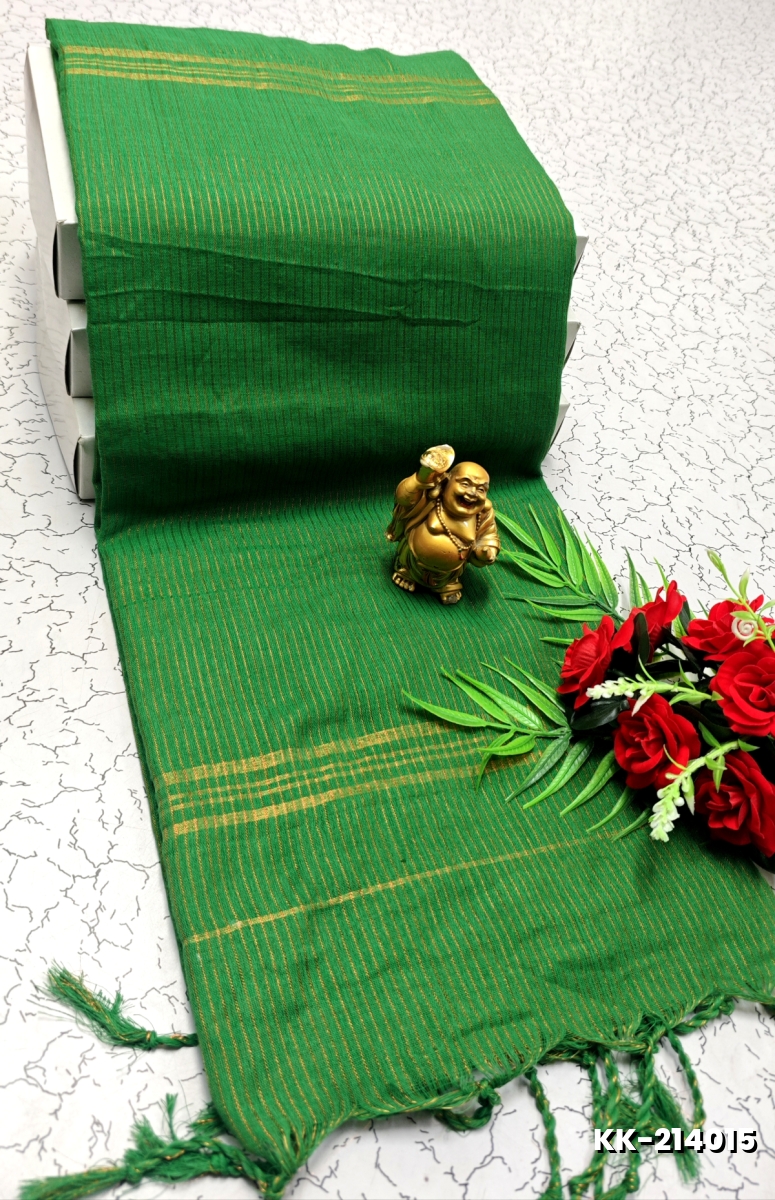 Handloom Khadi Cotton Saree With Hand Painted  Work - GREEN
