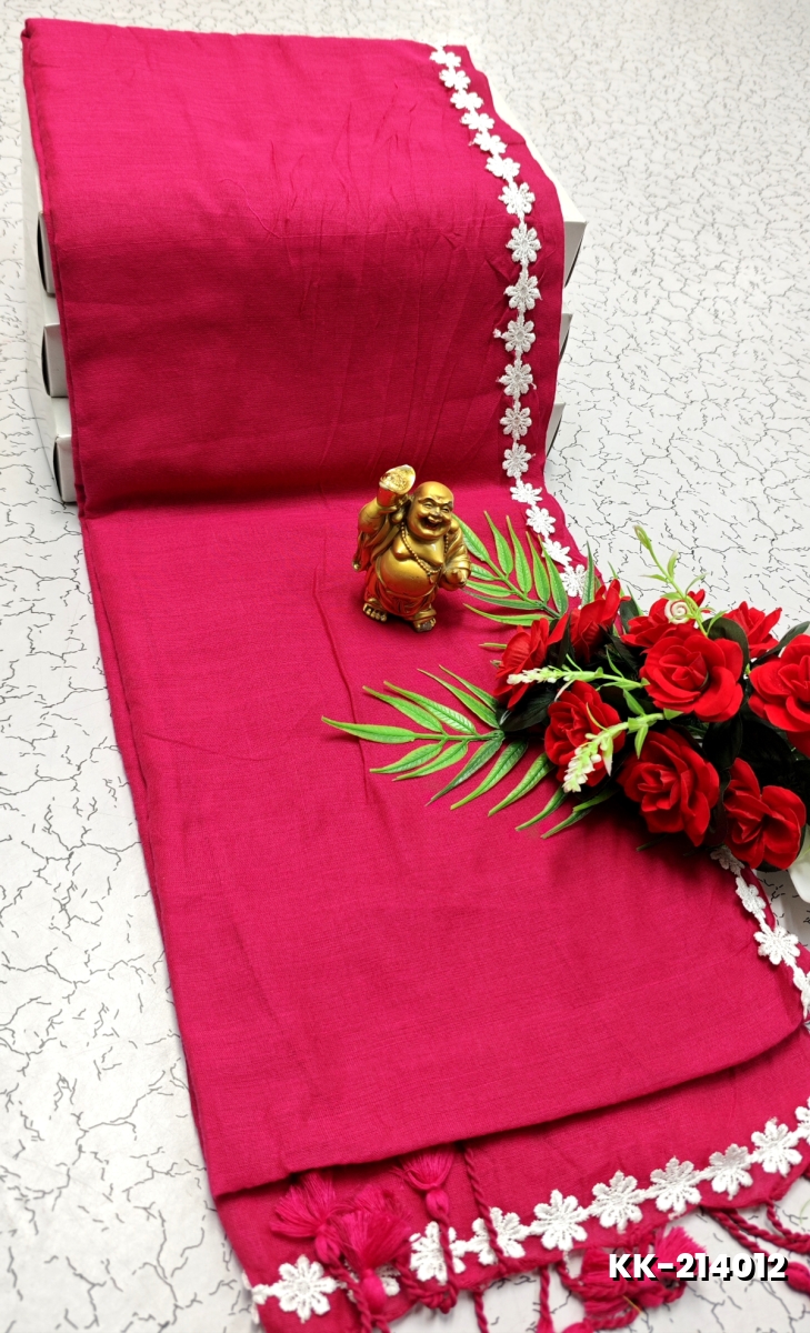 Handloom Khadi Cotton Saree With Hand Painted  Work - PINK