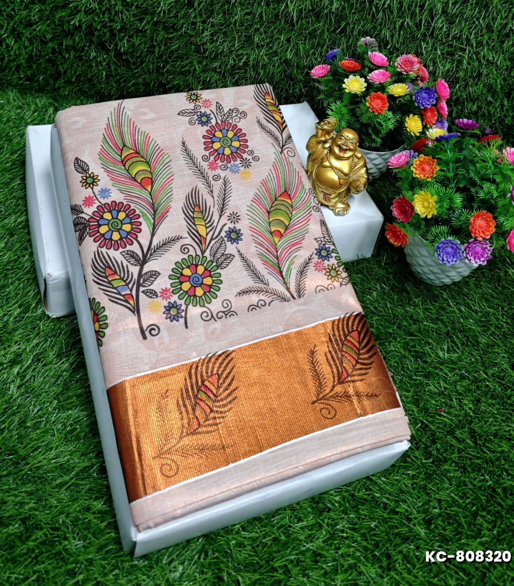 TRENDING KERALA SPECIAL FULL WORK EMBOSSED DIGITAL PRINTING TISSUE SAREE COLLECTIONS - AS COLOR (3)
