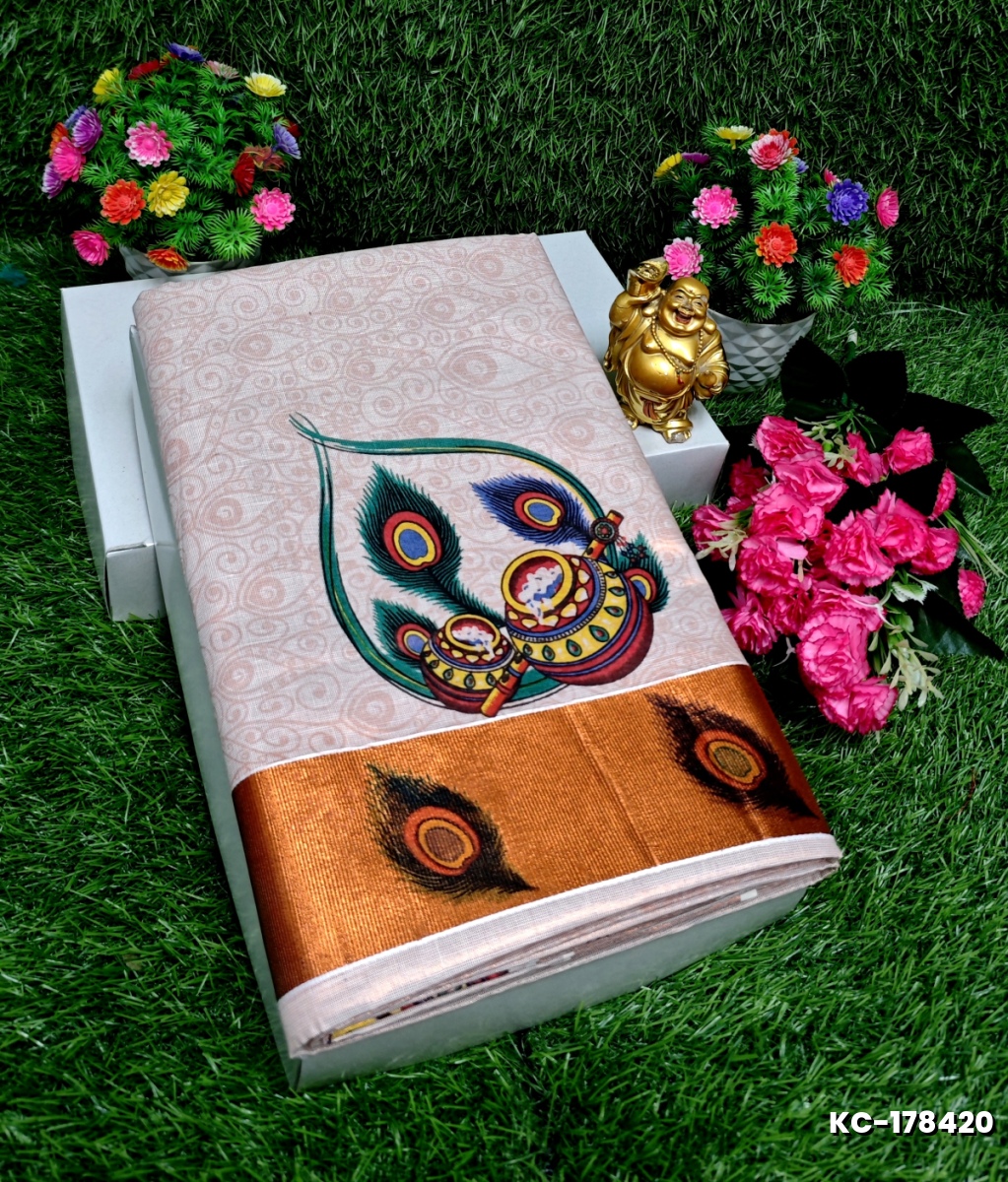 TRENDING KERALA SPECIAL FULL WORK EMBOSSED DIGITAL PRINTING TISSUE SAREE COLLECTIONS - AS COLOR (5)