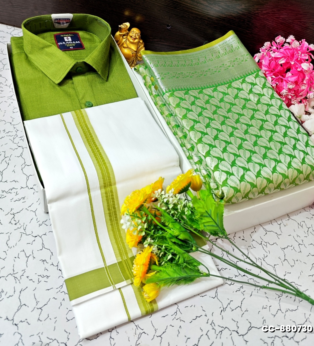 COUPLE COMBO MATCHING AND  MATCHING TRADITIONAL SET - PESTA GREEN