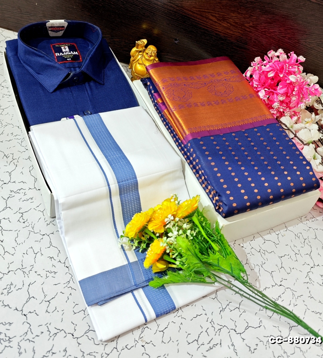 COUPLE COMBO MATCHING AND  MATCHING TRADITIONAL SET - PEACOCK BLUE