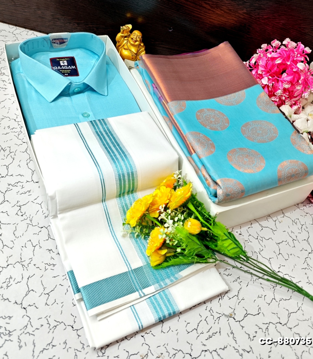 COUPLE COMBO MATCHING AND  MATCHING TRADITIONAL SET - DARK SKY BLUE