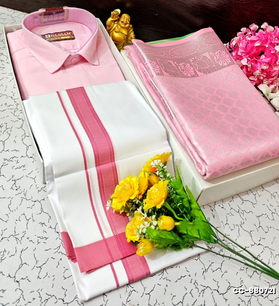 COUPLE COMBO MATCHING AND  MATCHING TRADITIONAL SET - BABY PINK