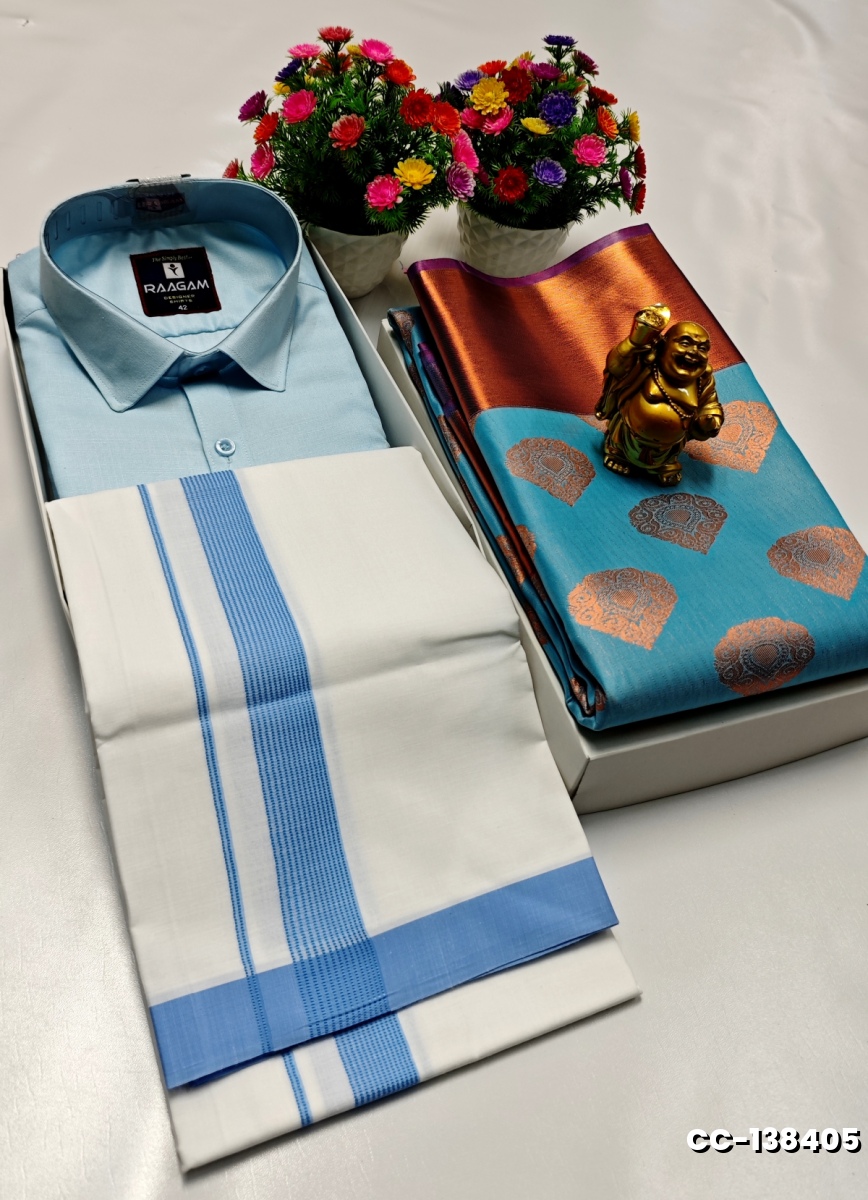 COUPLE COMBO MATCHING AND MATCHING TRADITIONAL SET - SKY BLUE