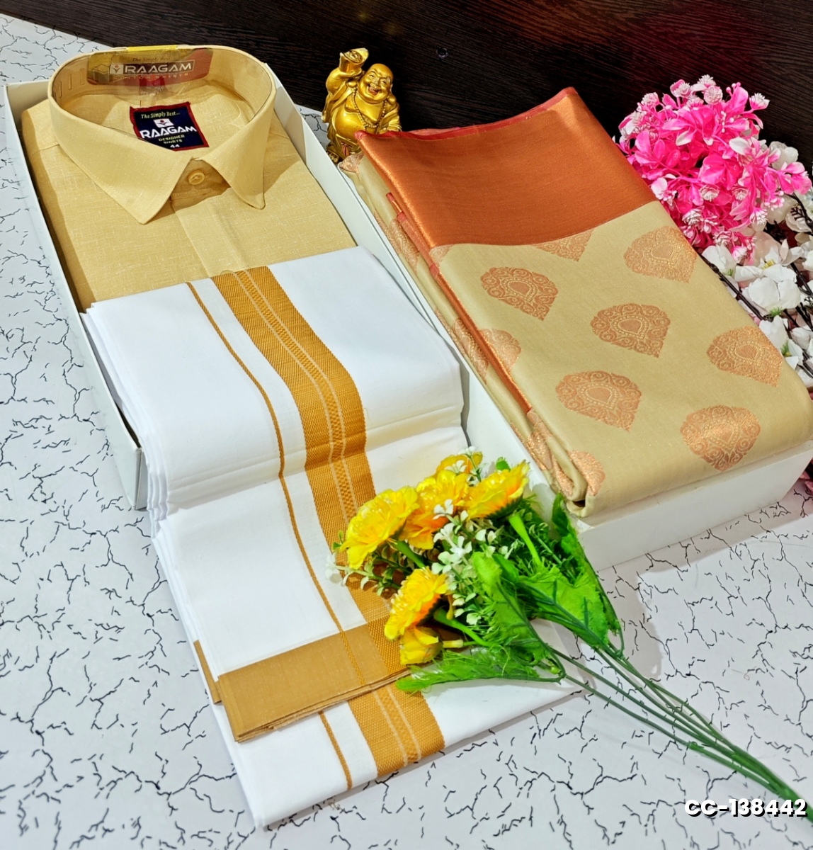 COUPLE COMBO MATCHING AND MATCHING TRADITIONAL SET - LIGHT PEACH