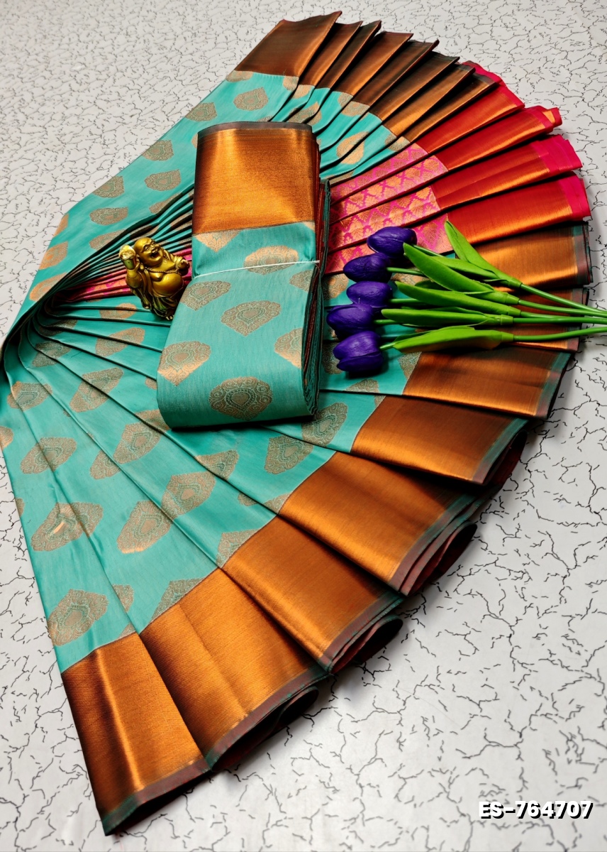 ELITE BRIDAL PICK &PICK SILK SAREES AND WEDDING ART SILK SAREES - TEAL COLOUR