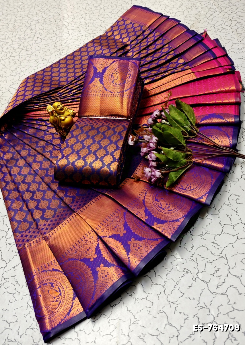 ELITE BRIDAL PICK &PICK SILK SAREES AND WEDDING ART SILK SAREES - NAVY COLOUR