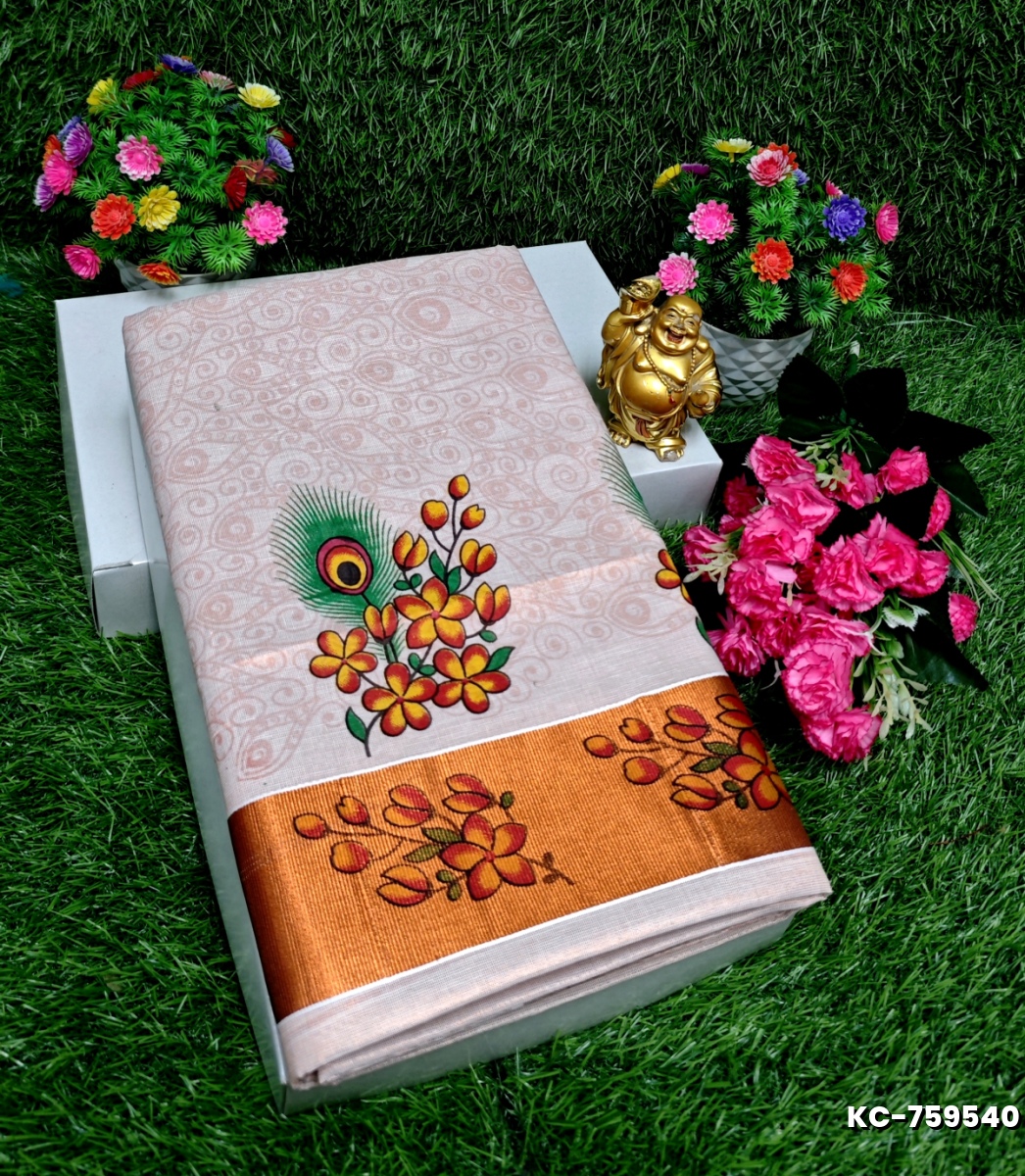 TRENDING KERALA SPECIAL FULL WORK EMBOSSED DIGITAL PRINTING TISSUE SAREE COLLECTIONS - PETCH (6)