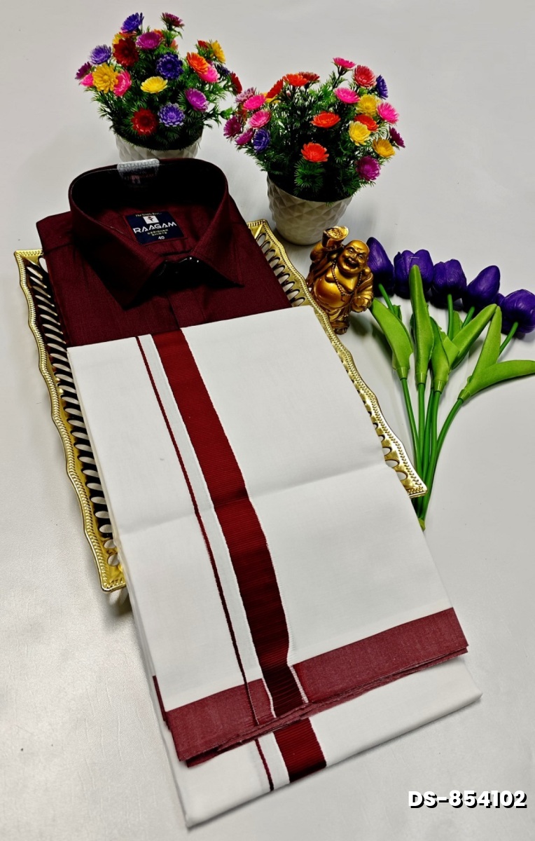 TRADITIONAL MEN  DHOTI SHIRT  TRENDING COLLECTION - MERUN