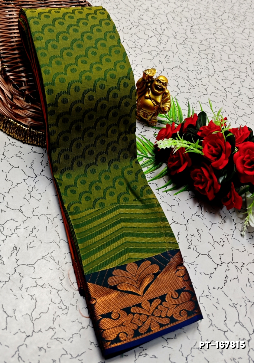 SOFT SILK FANCY BEST QUALITY POONTAMIL SOFT SILK SAREES - GREEN (1)