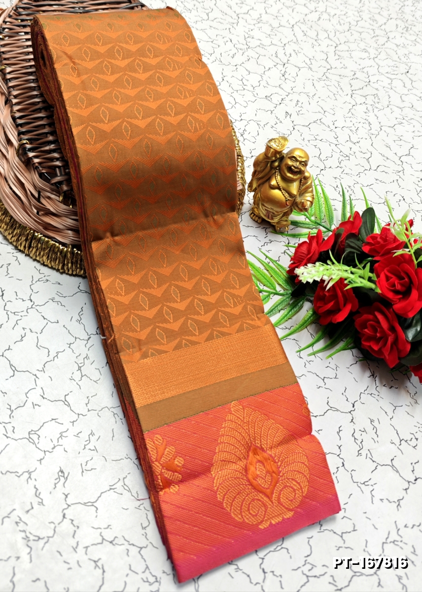 SOFT SILK FANCY BEST QUALITY POONTAMIL SOFT SILK SAREES - ORANGE (1)