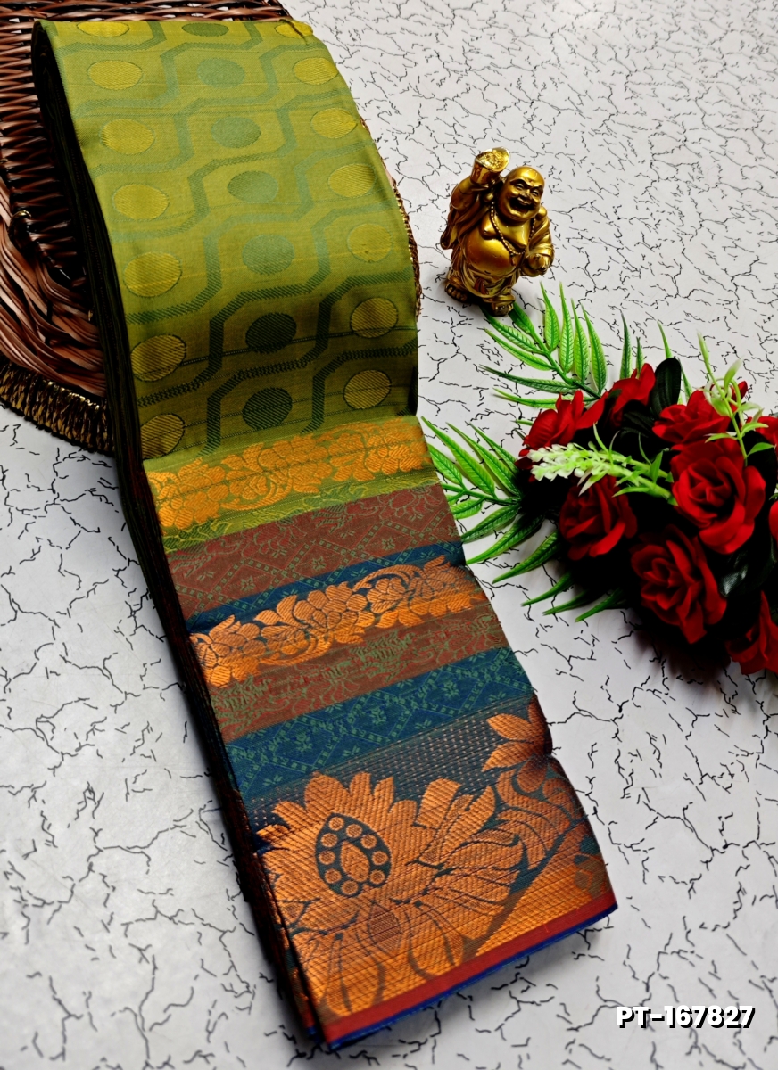 SOFT SILK FANCY BEST QUALITY POONTAMIL SOFT SILK SAREES - MEHENDHI GREEN (1)