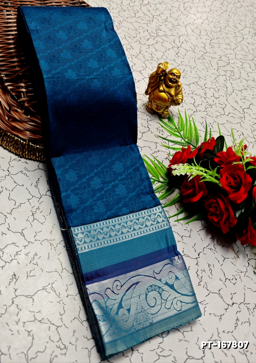 SOFT SILK FANCY BEST QUALITY POONTAMIL SOFT SILK SAREES - TEAL COLOUR