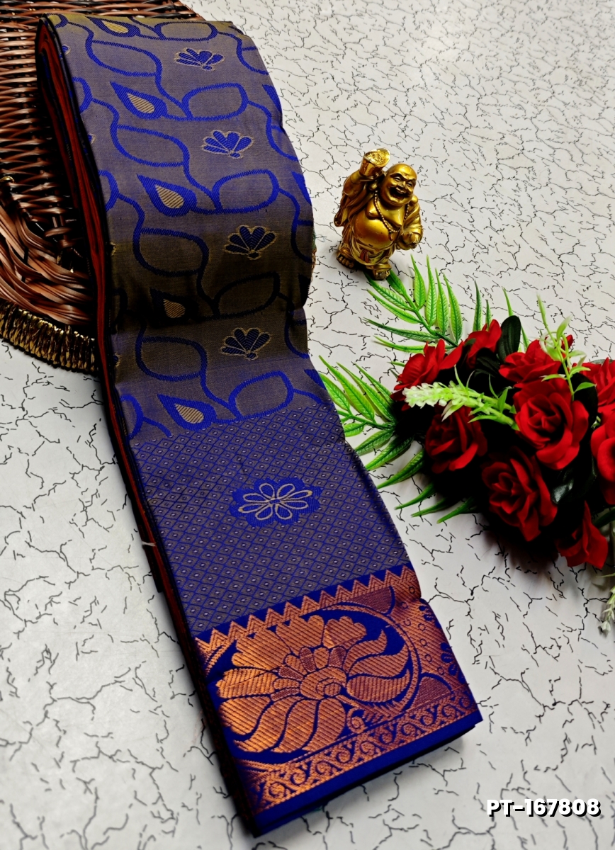 SOFT SILK FANCY BEST QUALITY POONTAMIL SOFT SILK SAREES - NAVY COLOUR