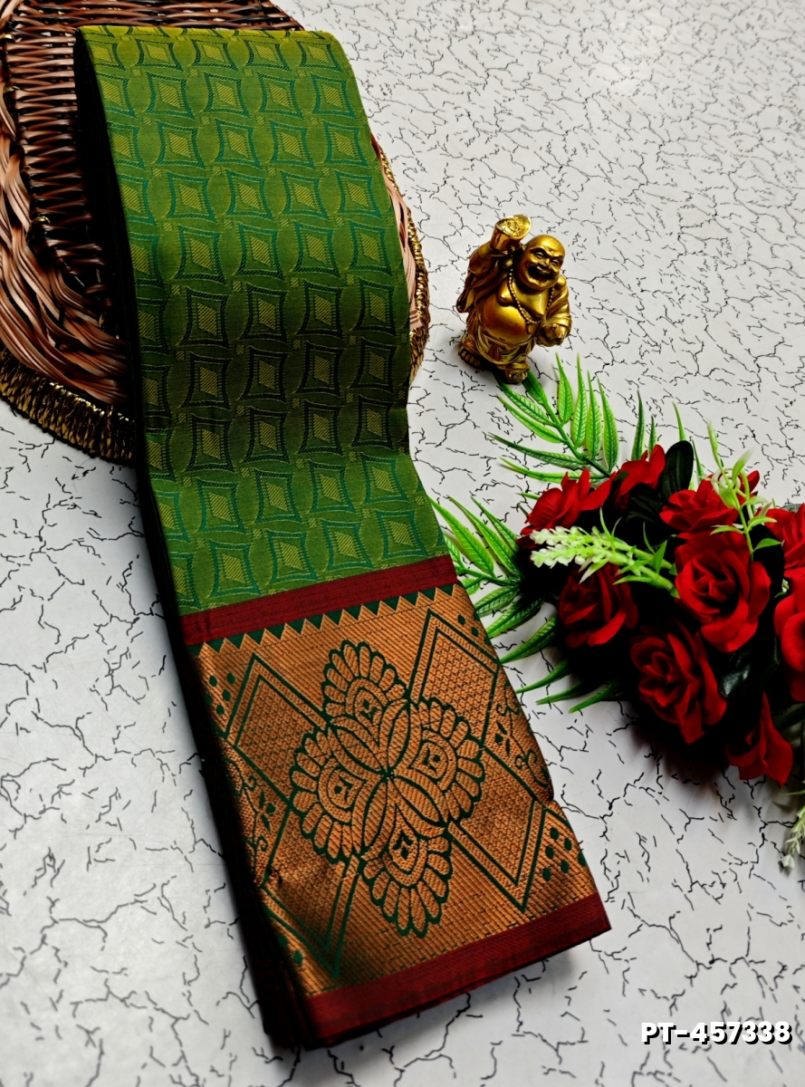 SOFT SILK FANCY BEST QUALITY POONTAMIL SOFT SILK SAREES - DARK GREEN (1)
