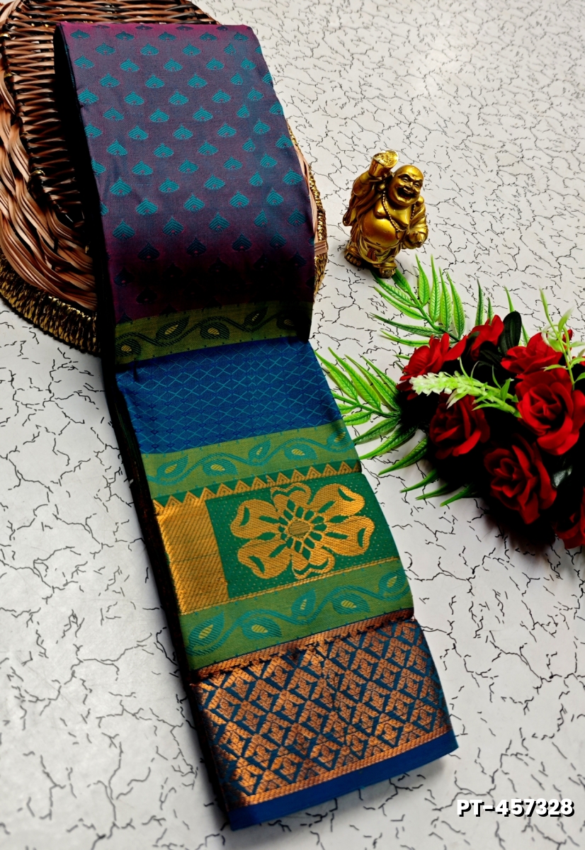 SOFT SILK FANCY BEST QUALITY POONTAMIL SOFT SILK SAREES - BULE (1)