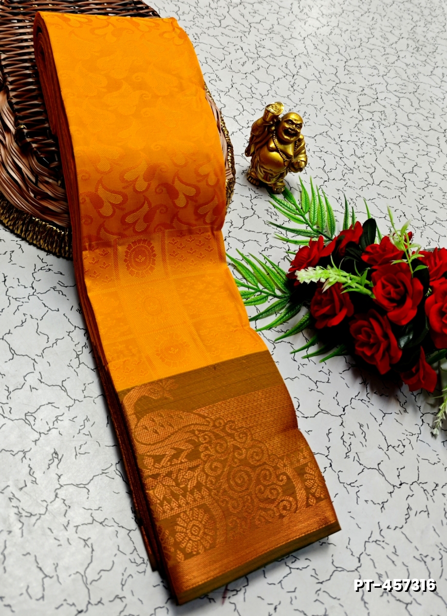 SOFT SILK FANCY BEST QUALITY POONTAMIL SOFT SILK SAREES - ORANGE (2)