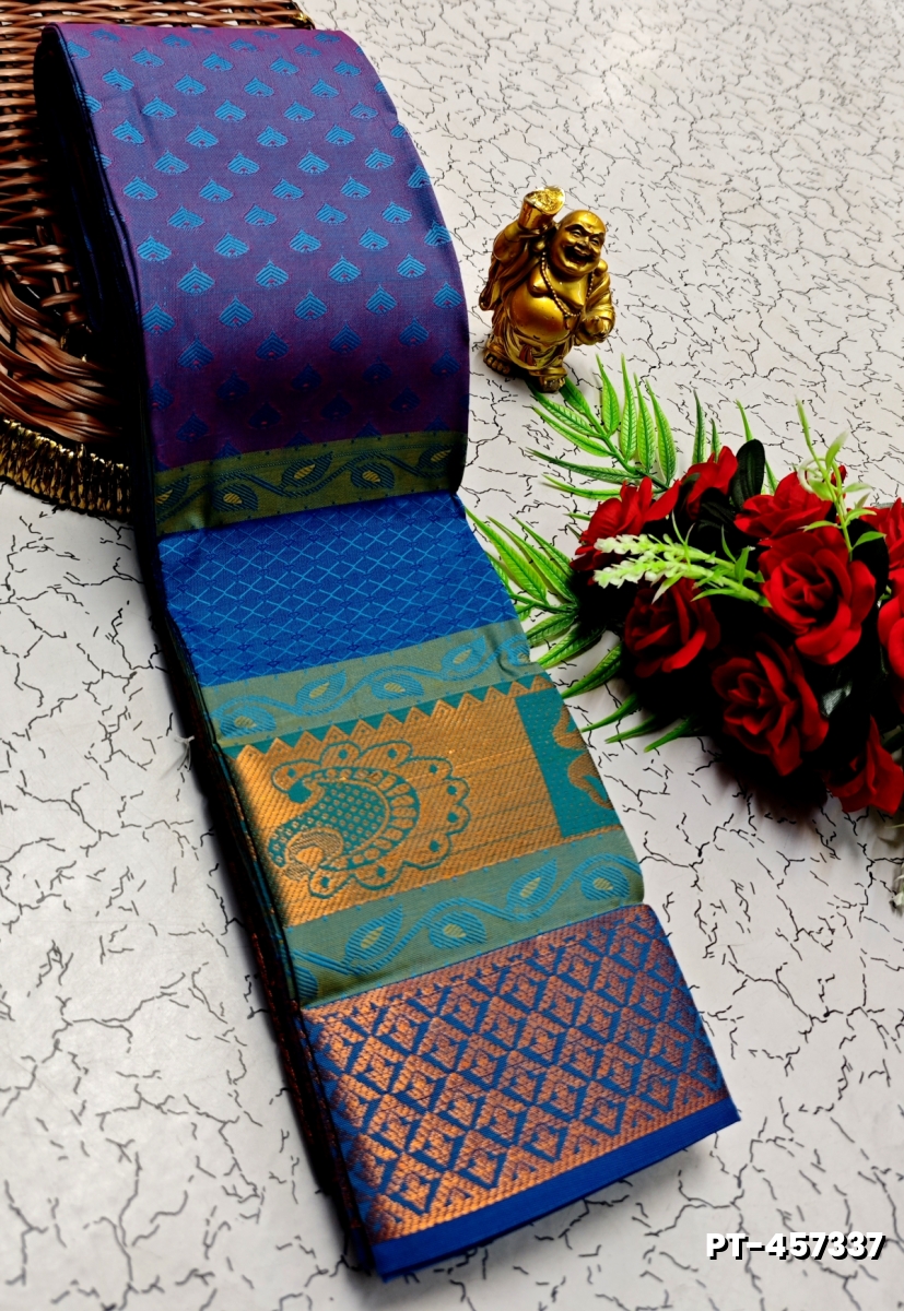 SOFT SILK FANCY BEST QUALITY POONTAMIL SOFT SILK SAREES - LIGHT BLUE (1)