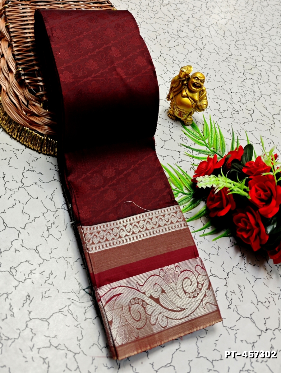 SOFT SILK FANCY BEST QUALITY POONTAMIL SOFT SILK SAREES - MERUN (1)