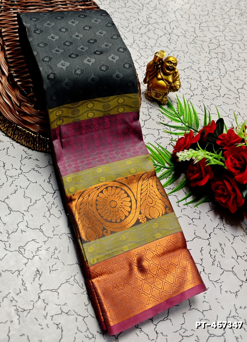 SOFT SILK FANCY BEST QUALITY POONTAMIL SOFT SILK SAREES - GRAY